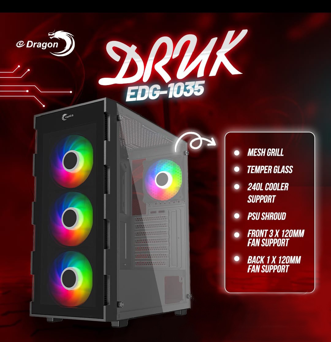 Edragon Casing DRUK 3 RGB FANS Edragon Casing DRUK 3 RGB FANS